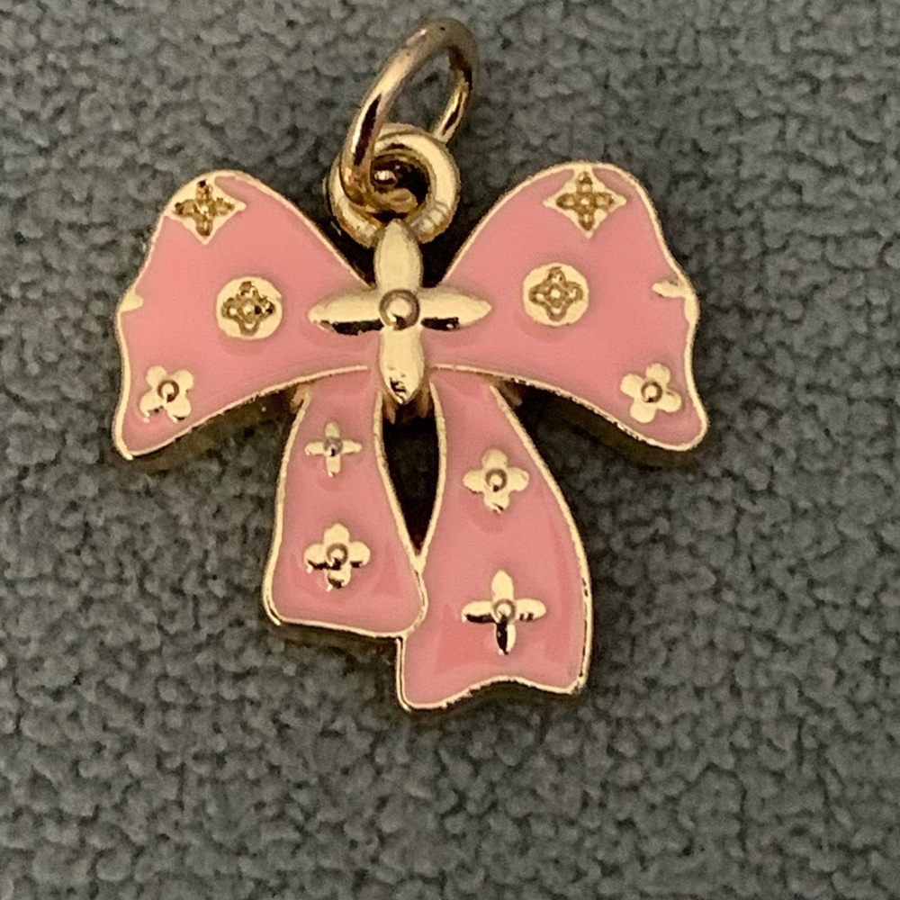 Pink and Gold Bow Pendant